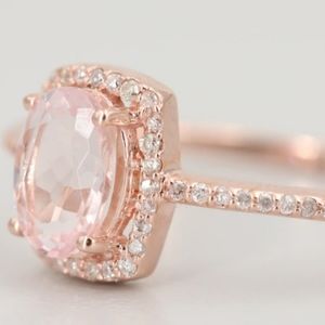 14k rose gold, diamond, morganite ring